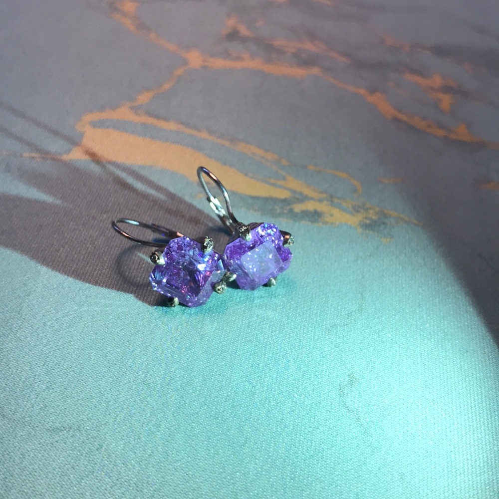 Noir Amethyst Drop Studs